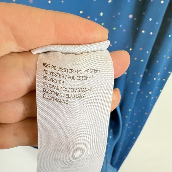 Bob Mackie Wearable Art Blue Glitter Sequin Sleeveless Dress Women's Large - Picture 6 of 6